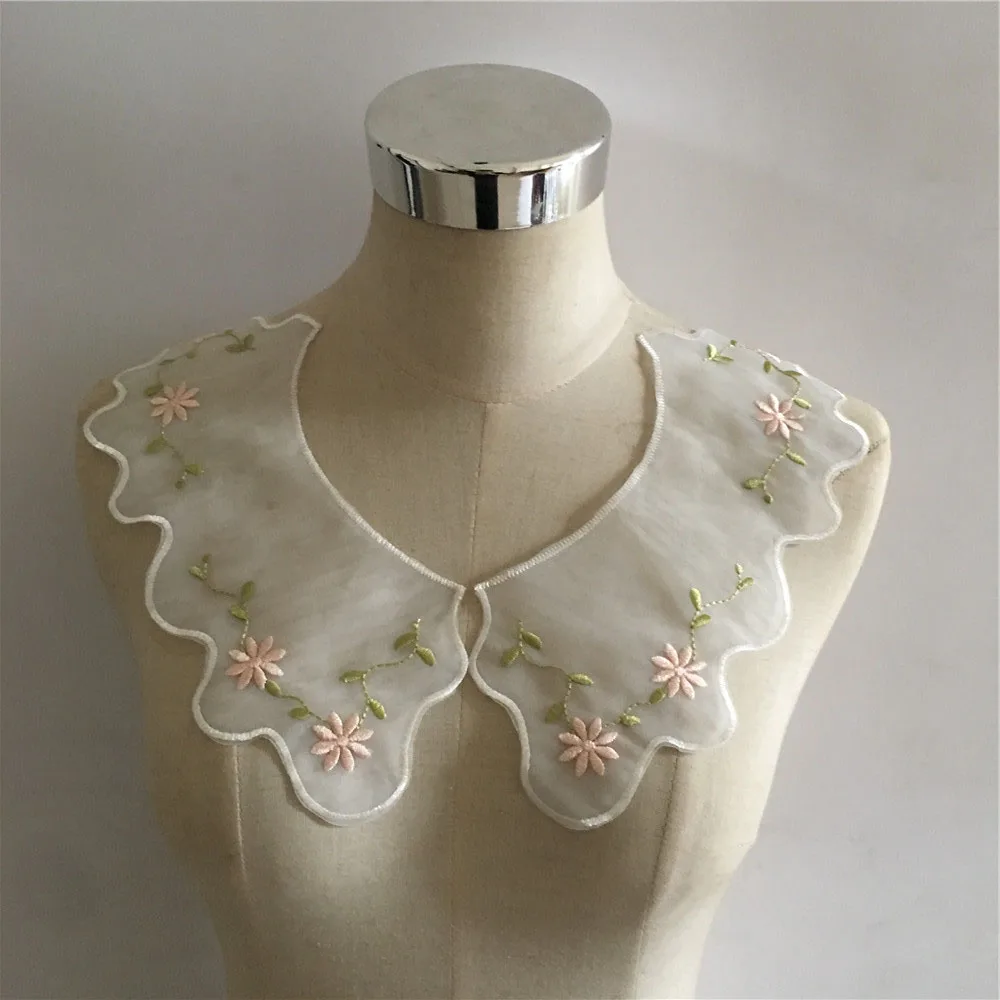 Вышивка кружевной воротник сделай сам стеклянная пряжа кружевная ткань швейная