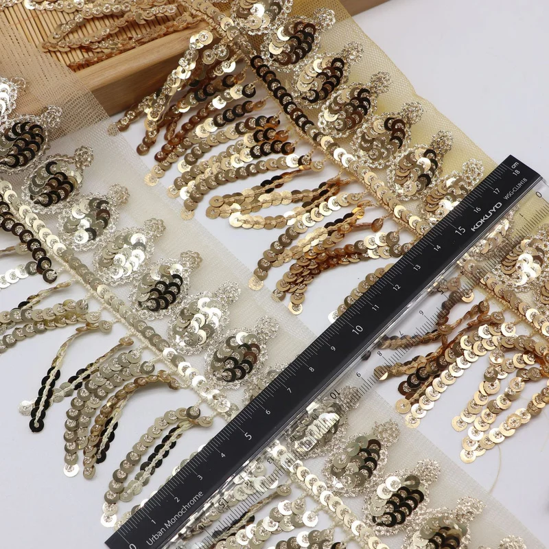 Золотые блестки кружева этнические кисточки кружево|Кружево| |