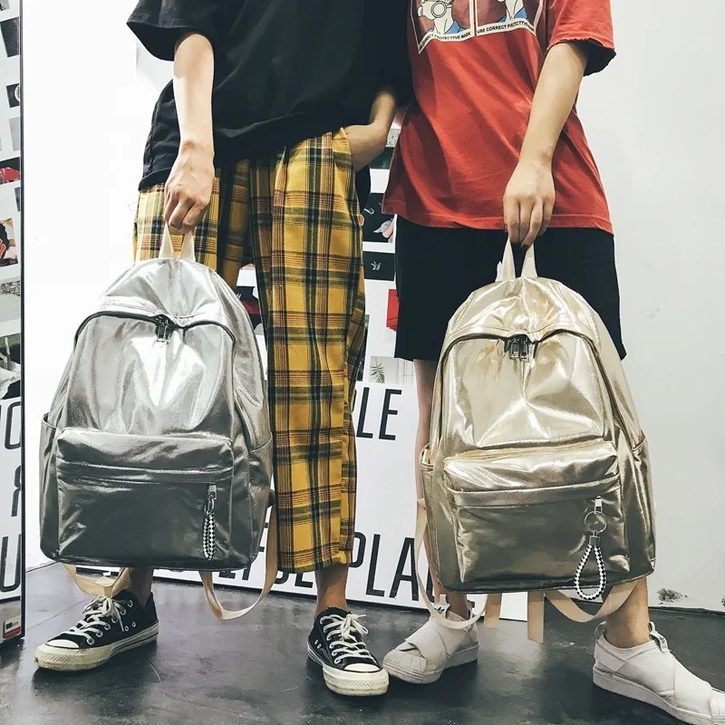 

Мужской рюкзак унисекс с яркой поверхностью, индивидуальный ранец для студентов колледжа, школьный портфель для подростков, Повседневная д...