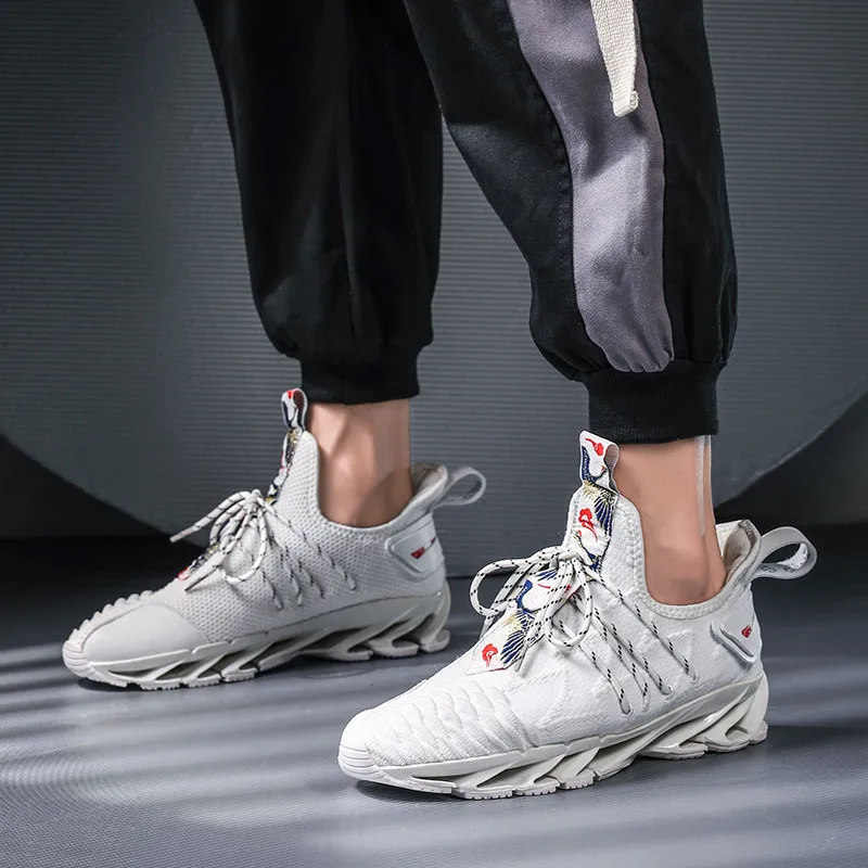 Большие размеры новинка амортизирующая Мужская беговая Обувь стильные белые