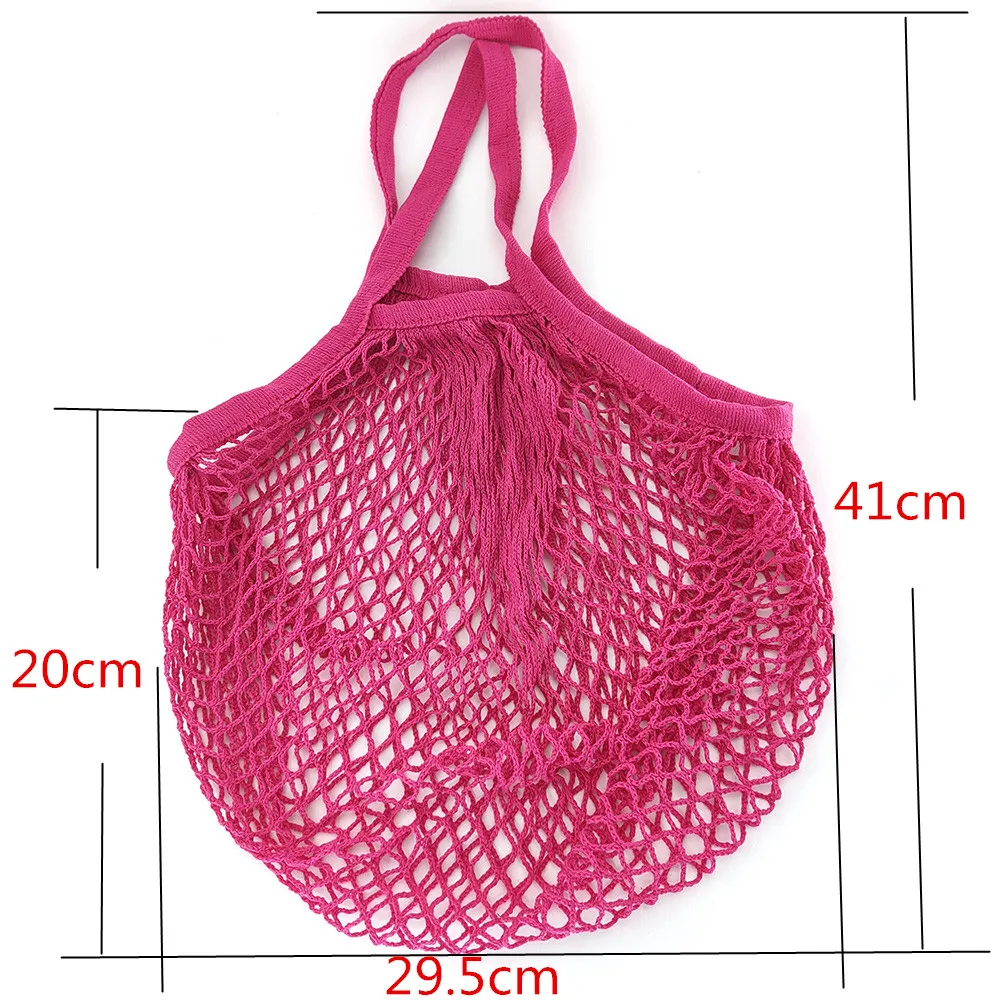 

Portable Reusable Grocery Bags Fruit Vegetable Bag Washable Cotton Mesh String Organic Organizer Handbag Short Handle Net Tote #