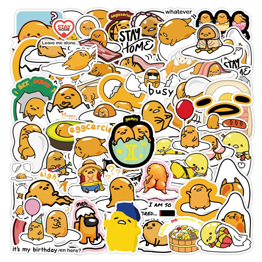 

60pcs Kawaii Cartoon Gudetama Stickers Cute Lazy Egg Decals DIY Planner Laptop Phone Diary Album Scrapbook Classic Kids Toy