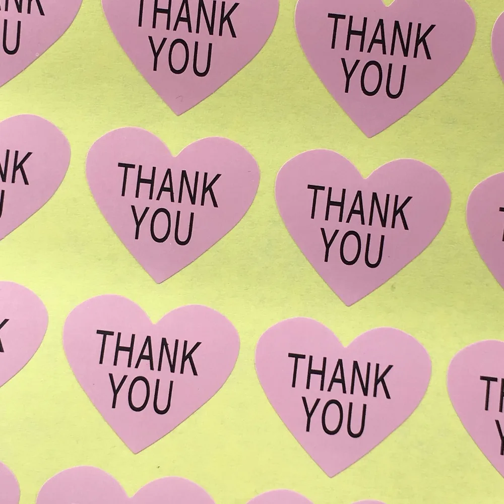 Бумажный стикер этикетки в форме сердца &quotспасибо&quot печать наклейки s для