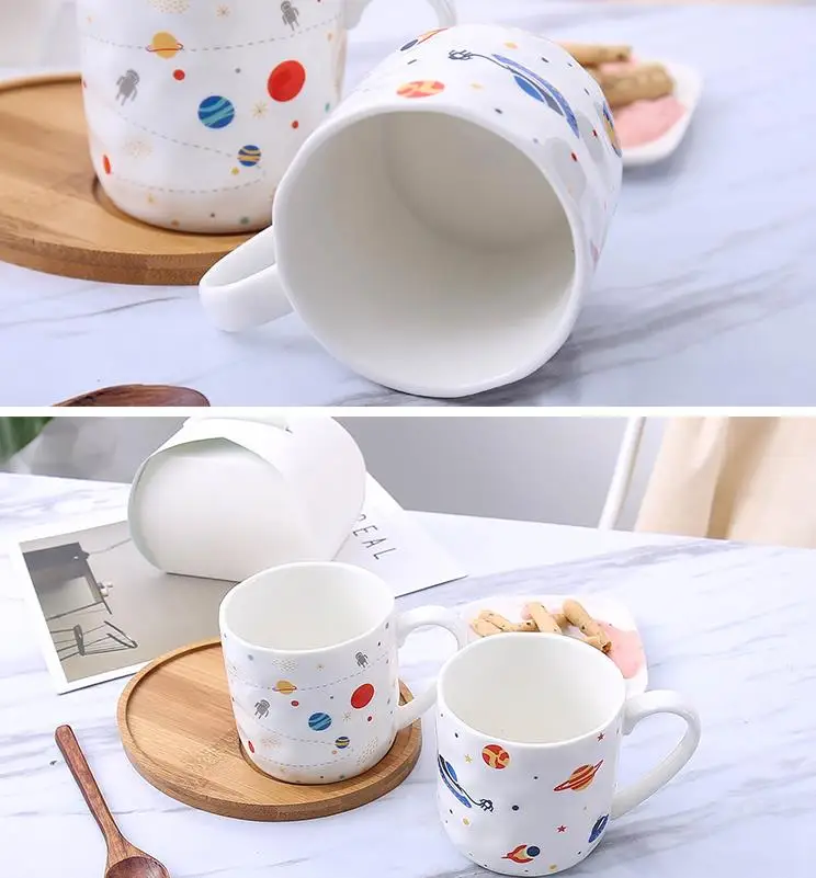Милая керамическая чашка мультяшная кружка космическая галактика креативное