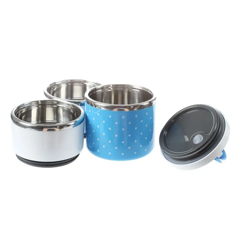 3Layers Thermal Bento Lunch Box Thermos For Food Stainless Steel Insulation Storage food Container Dinnerware Sets Blue |