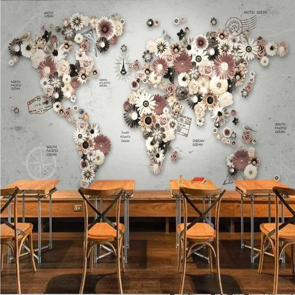 Milofi пользовательские 3D Карта мира кирпичная стена большой ТВ фон обои росписи |