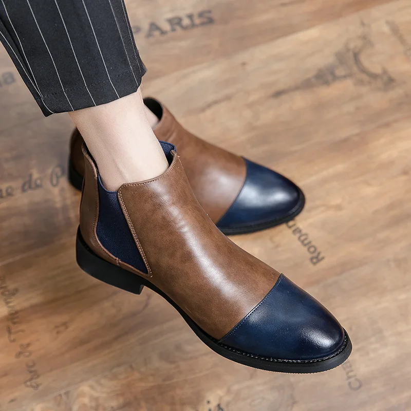 

Spring autumn Chelsea Boots Men Shoes outdoor Men ankle Boots Casual Leather Men Boots Male Leather Footwear big size 48