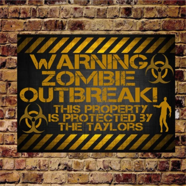 

Warning Sign Zombie Outbreak Walking Dead Geek Tin Sign Metal Sign Metal Poster Metal Decor Metal Painting Wall