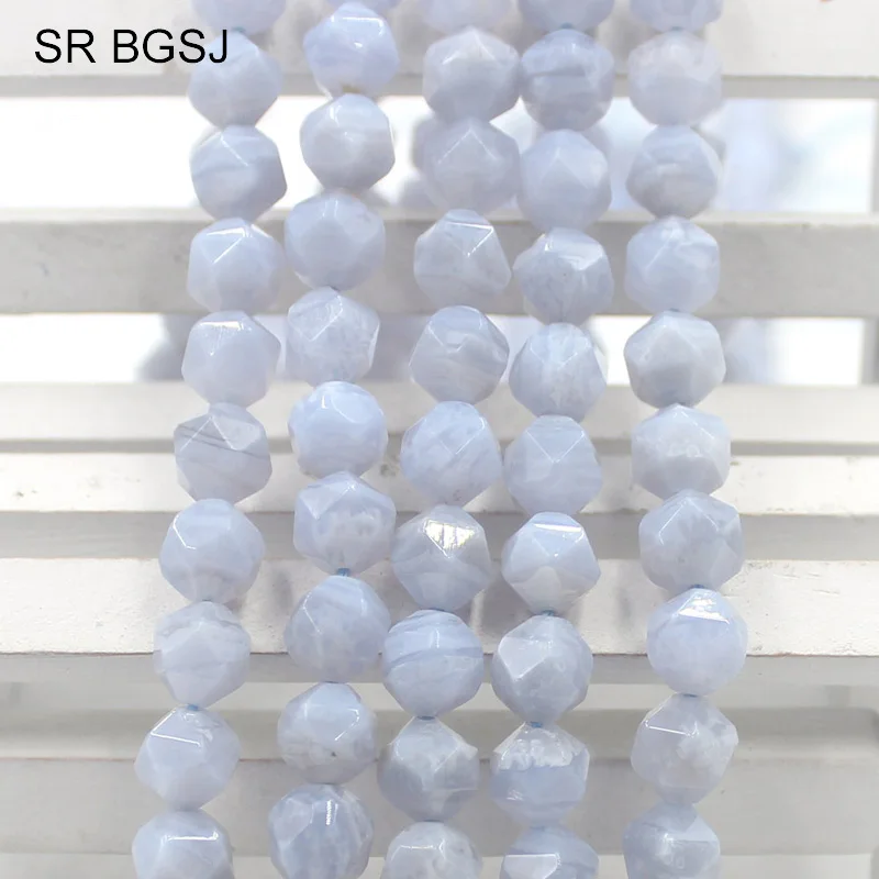 Free Shipping 8mm Faceted Round Polygonal Purple Chalcedony Gems Natural Stone Findings Loose Beads Strand 15&quot | Украшения и