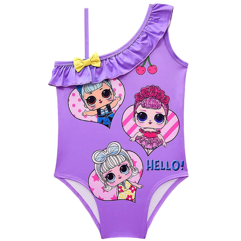 Цельный купальный костюм для девочек 2020 детский с бантом малышей оборками из