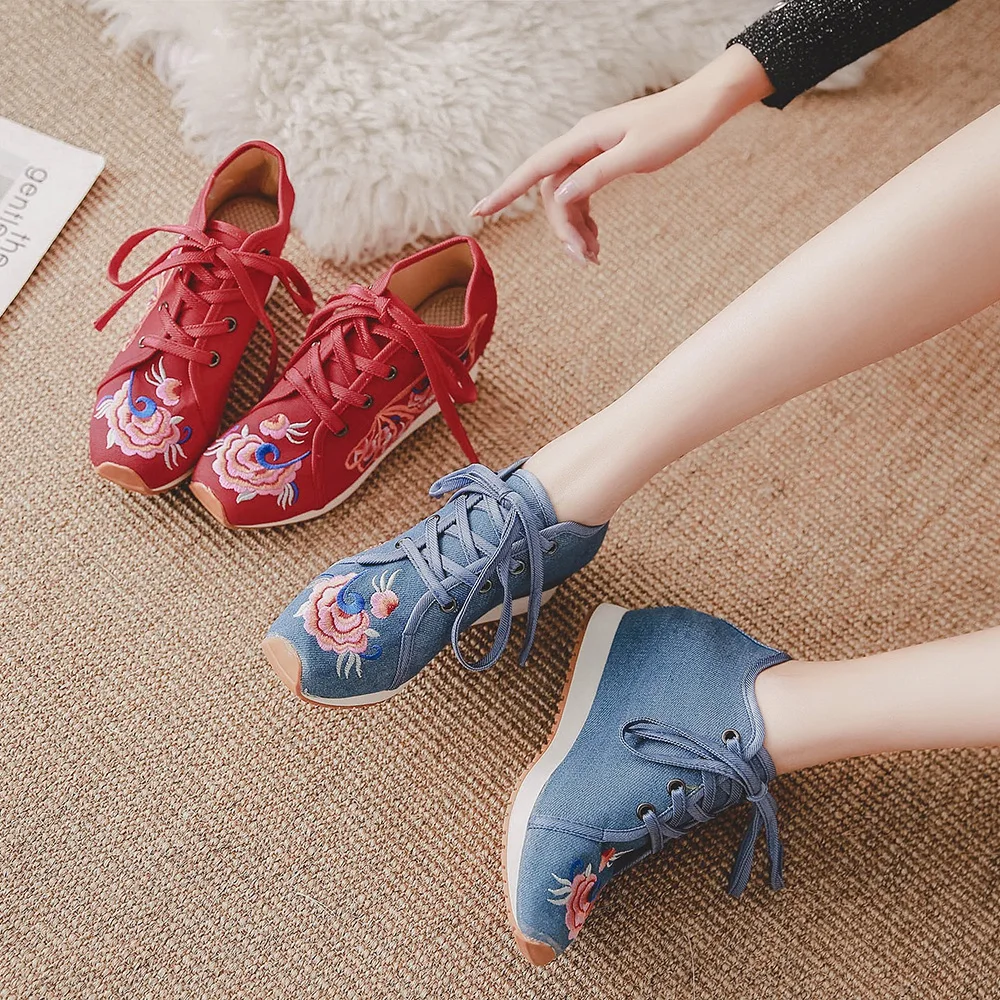 Veowalk Женская Повседневная парусиновая обувь на скрытой платформе хлопковые