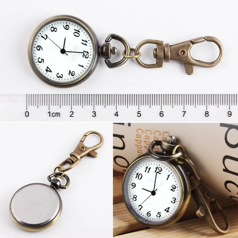 Bronze Color Round Pendant Quartz Watch Pocket Keyring Ladies Kids Gift Xmas | Наручные часы