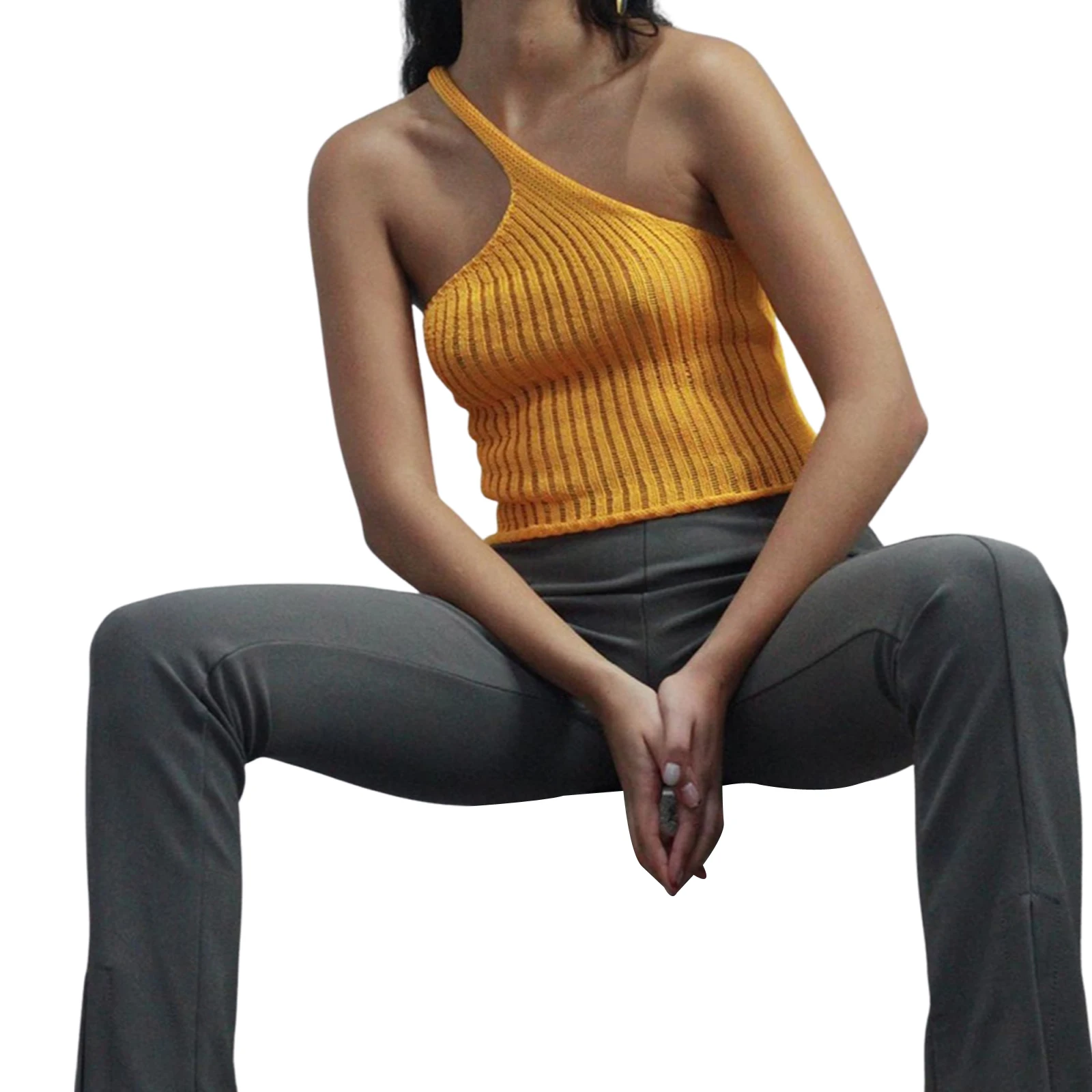 Женская летняя майка однотонный облегающий эластичный Трикотажный жилет на одно