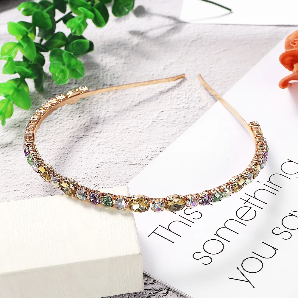 Dvacaman ZA жесткие Bejeweled повязки на голову для девочек красочные Кристальные бусины повязка на голову для женщин Свадебная вечеринка Аксессуары для волос