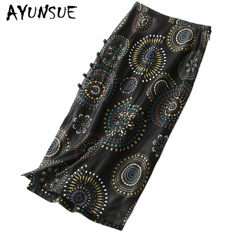 AYUNSUE Осенняя юбка из натуральной кожи для женщин 2020 Корейская элегантная