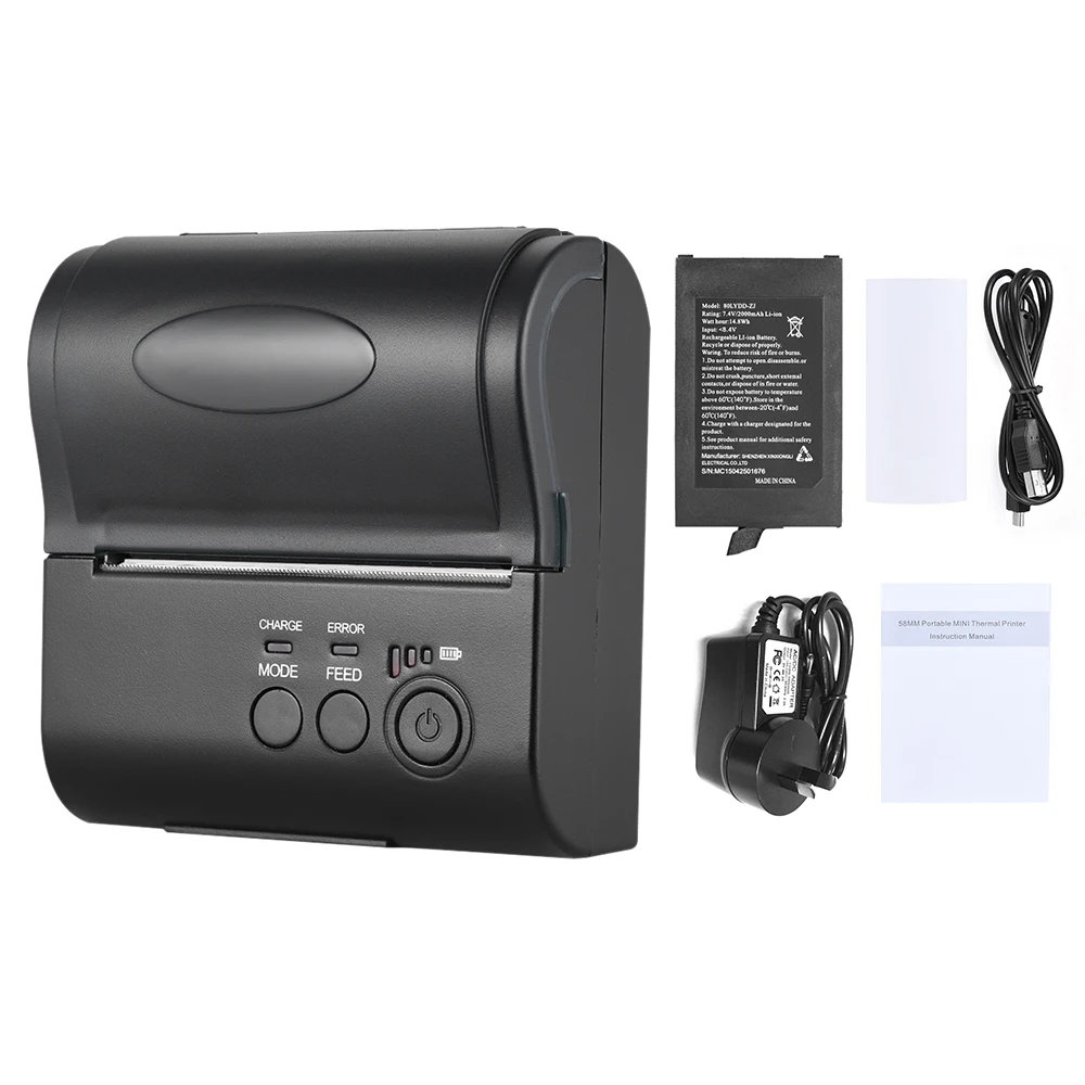 POS-8001DD 80 мм Мини Портативный беспроводной USB термопринтер для чеков билетов POS