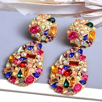 new fashion color crystal oval earrings for women luxury hanging earrings 2021 trend fine women jewelry accessories party gifts