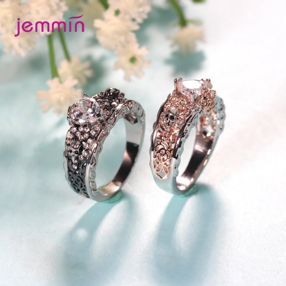 Бутик для женщин и мужчин готический панк стиль череп кольца Скелет Сердце CZ