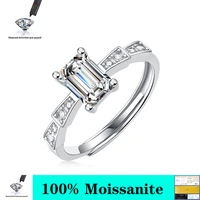 100 925 sterling silver sparkling square pink yellow white high carbon diamond wedding moissanite rings for women fine jewery