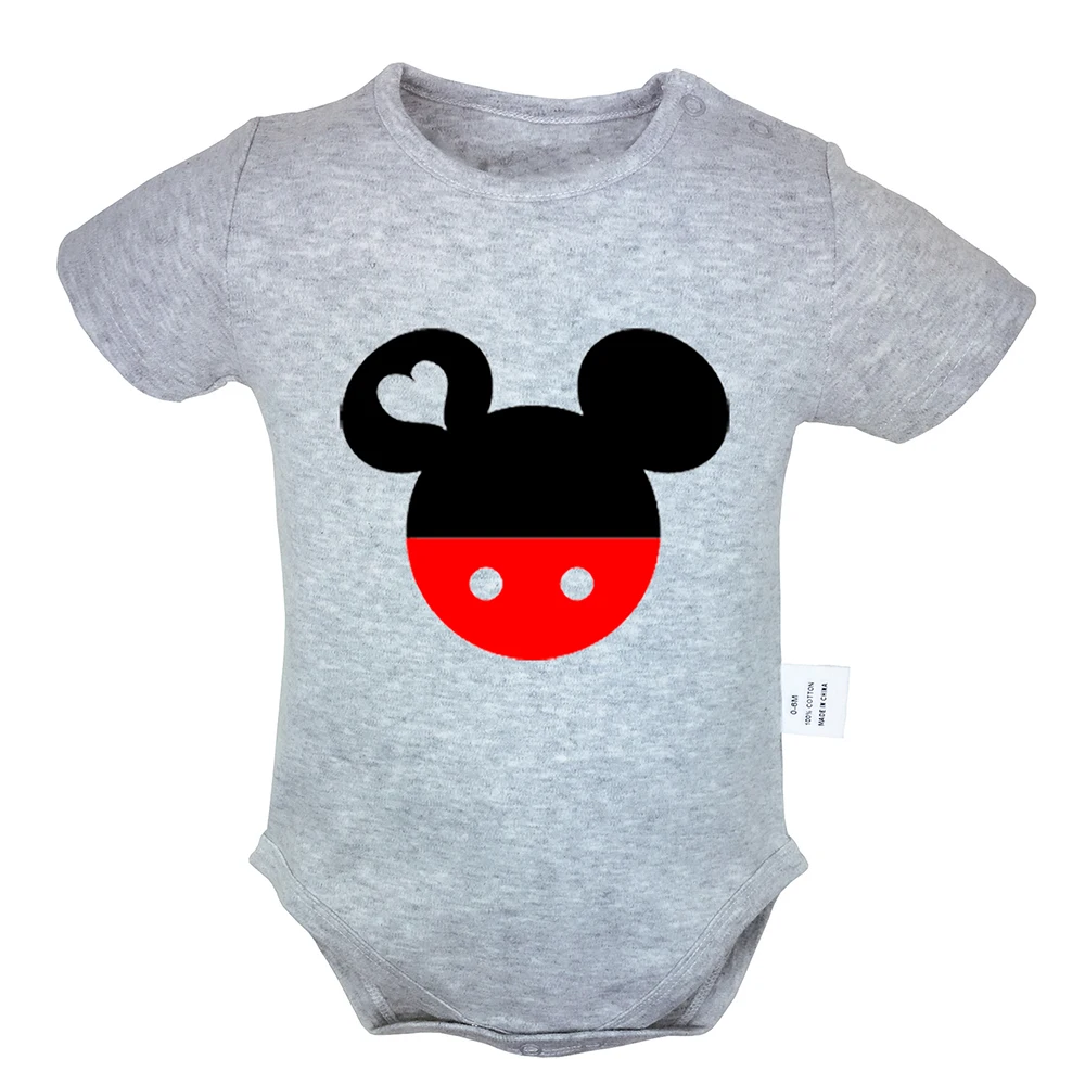 

Cute Cartoon Mrs Mr Mouse Head Kiss Head Design Newborn Baby Boys Girls Outfits Jumpsuit Infant Bodysuit Clothes Cotton Sets