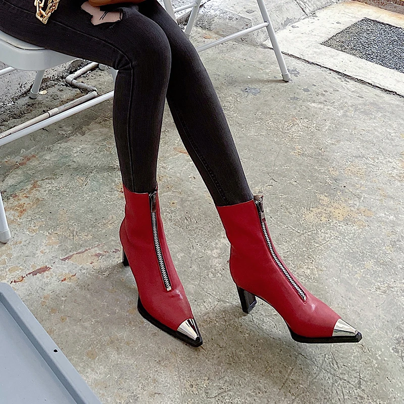 

SKLFGXZY Unique design Genuine leather Ankle boots Women boots sheepskin Fashion boots New winter Women shoes