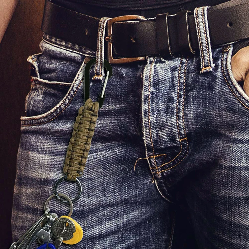 Тактический Брелок Из паракорда с карабином военный Плетеный шнурок