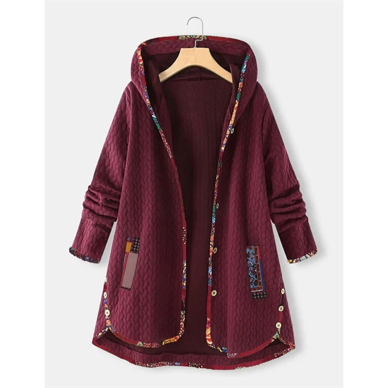 

Autumn Winter Hooded Jacket Women 2021 New Plus Size 5XL Loose Red Gray Navy Blue Top Fashion Casual Keep Warm Cotton Coat GH569