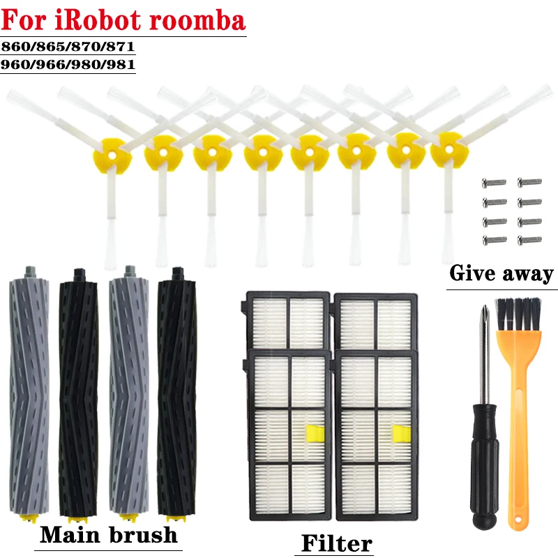 

For iRobot Roomba 800/900 series 860 870 880 890 960 980 990 Robot vacuum cleaner accessories Filter screen Side brush Wheel