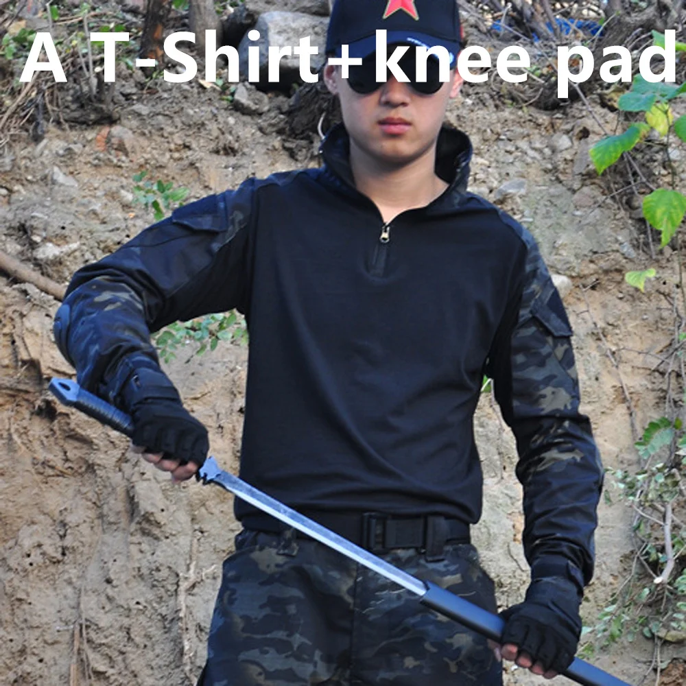 Для мужчин армейская тактическая футболка SWAT Солдат военный камуфляжные рубашки