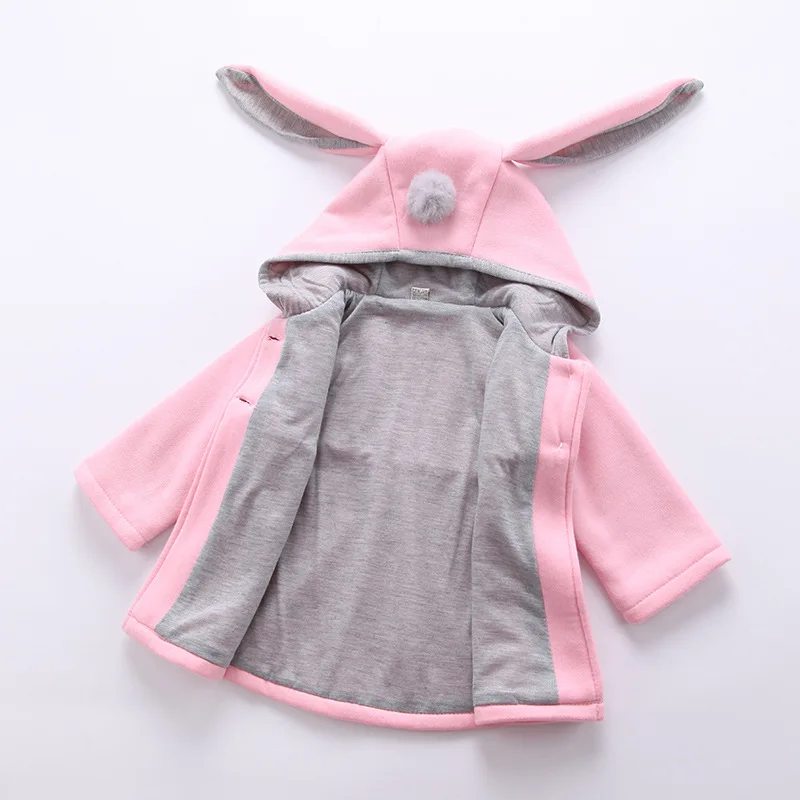 

Y.L.STUDIO Toddler Girls Coat Rabbit-Ear Design Autumn Hooded Warm Outwear Clothes For Children Pink Thicken Kids Girls Coat