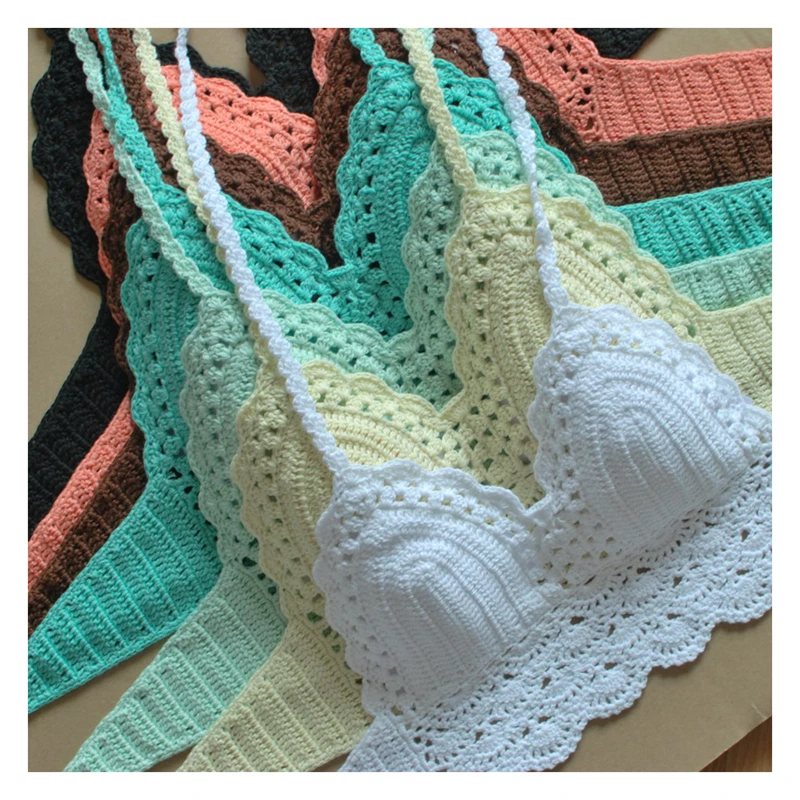 

High Quality Crochet Bikini Top, Brazilian Bikini Bra Top, Sexy Women Girl Handmade Swimwear Crochet Beach Swimsuit
