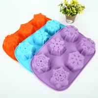 cake baking mold silicone reusable 6 cavities soap mold snowflake mold for christmas cake cookies baking accessories diy tool