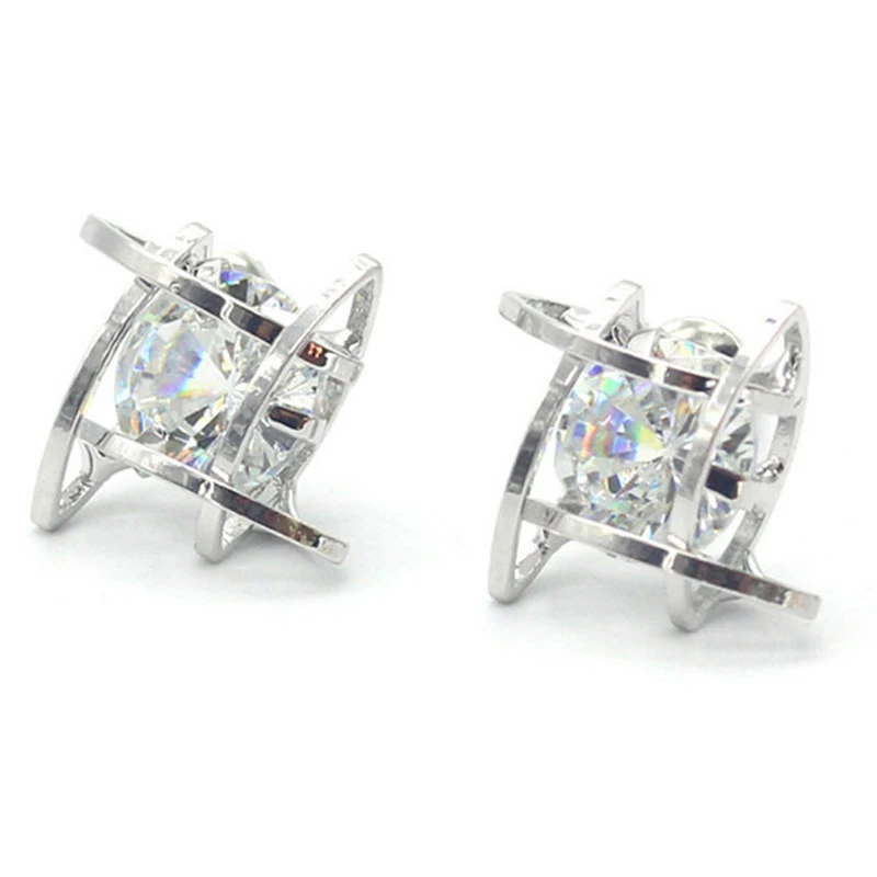 

Women's Earrings 2021 Europe And The New Jewelry Geometric Hollow Square Zircon Earrings Fashion Banquet Jewelry