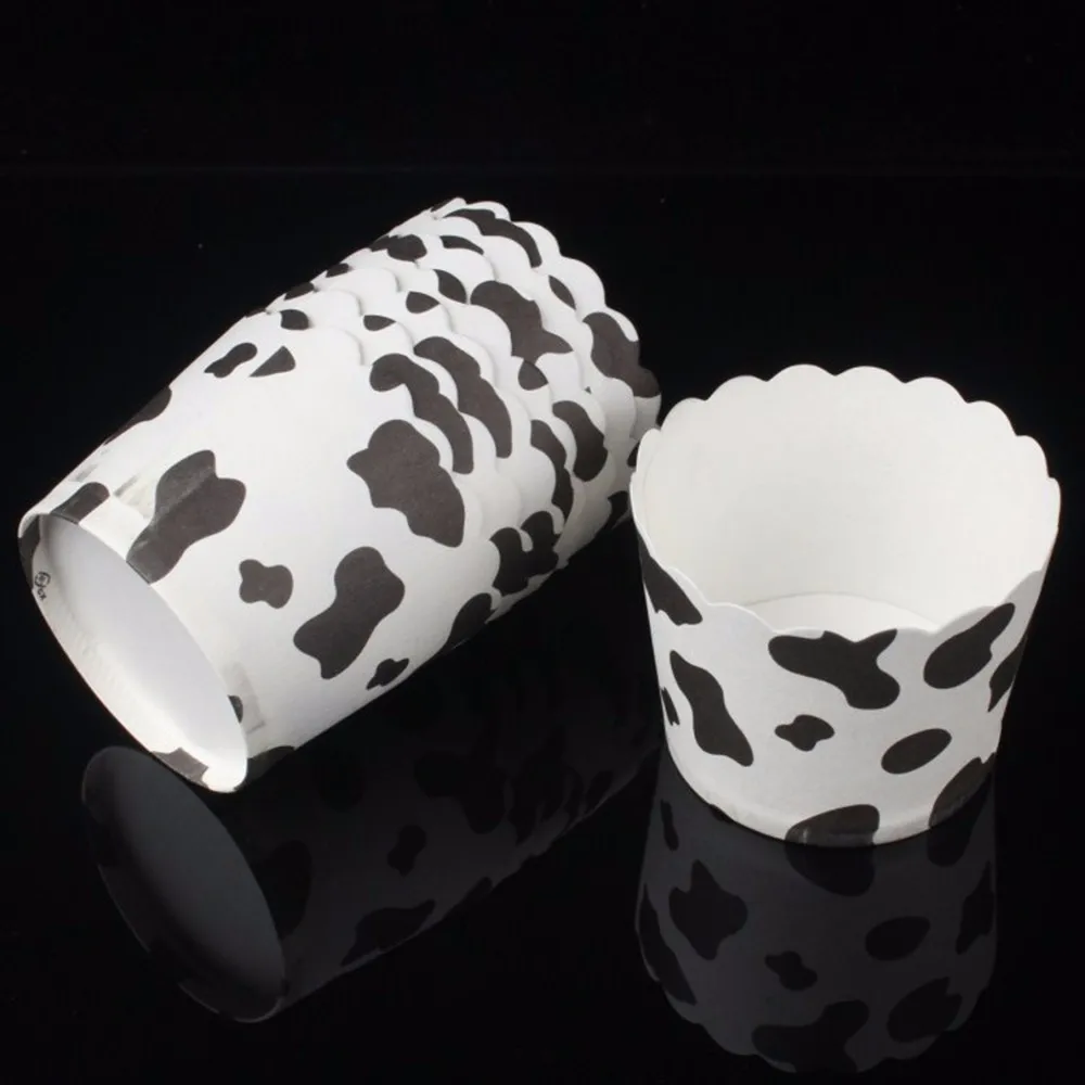 50 PC Bulk white cow aninmal print cupcake liner baking cup paper bakery decoration Wedding Birthday Party |