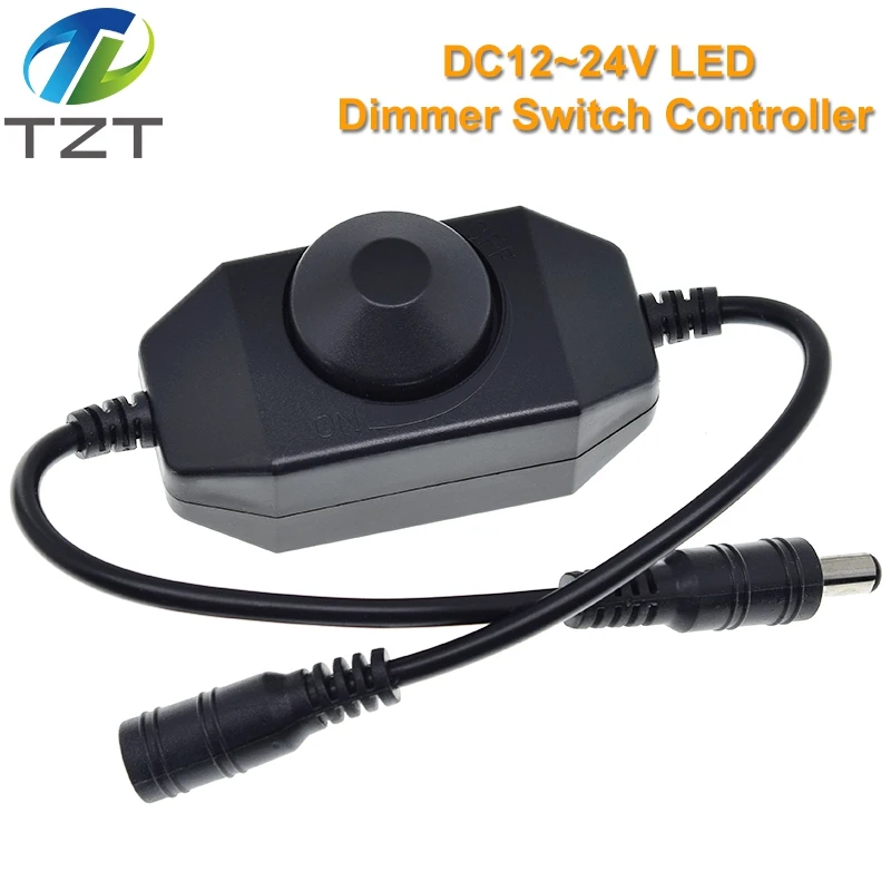 TZT LED Dimmer Switch Brightness Adjust Controller for 3528 5050 5730 5630 Single Color Strip Light DC 12V 24V Black/White | Электронные