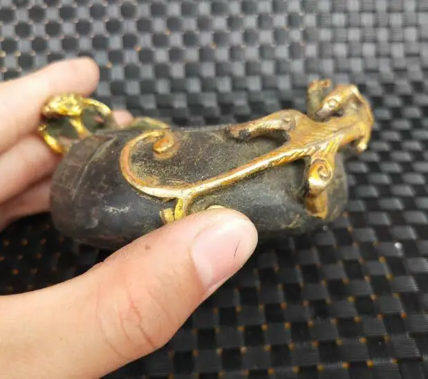 

Chinese Archaize Brass Double Dragon Ashtray