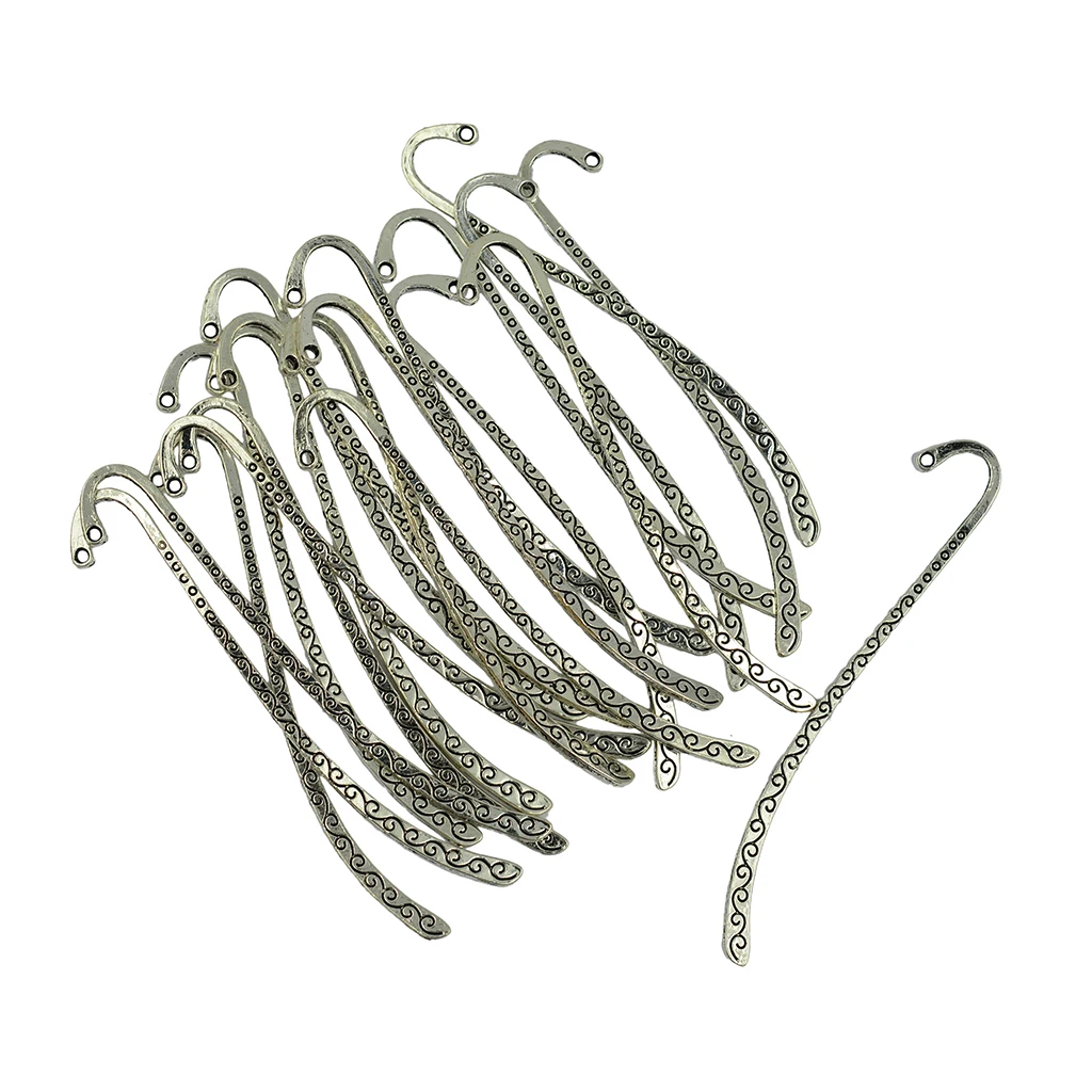 20Pcs Tibetan Silver Beading Line Pattern Bookmarks With Loop For DIY Making | Дом и сад