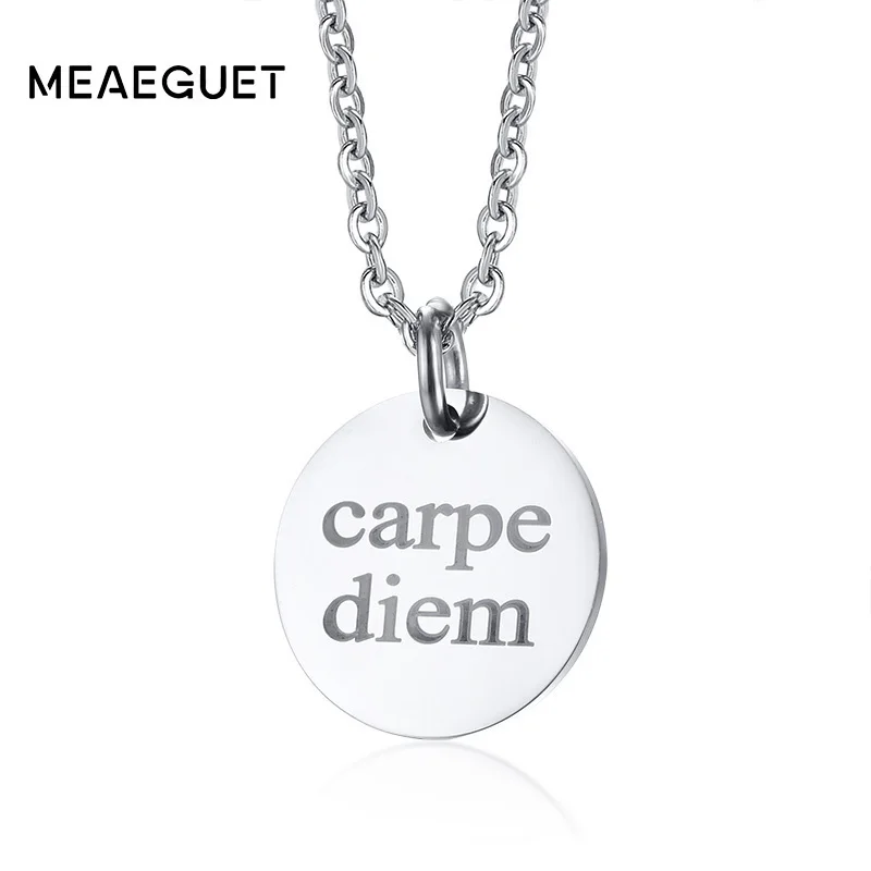 Ручная монета чокер ожерелье Carpe Diem кулон круглый для мужчин и женщин Серебряный