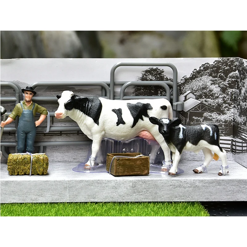

Pretend Play Simulation Farm House Animal Mini Farmer Corral Fence Horse Stable Quad Bike Trailer Ranger Kids Toys