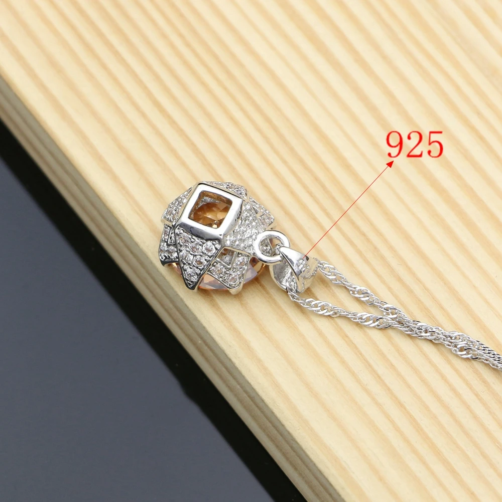 Женский комплект из колье и серёг серебра 925 пробы | Украшения аксессуары