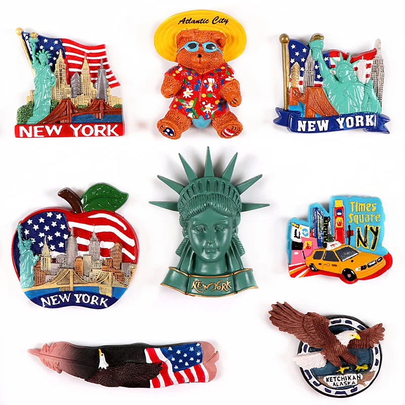 

American USA souvenir 3D magnetic refrigerator world souvenir fridge magnets New york Atlantis Alaska Eagle Statue of Liberty