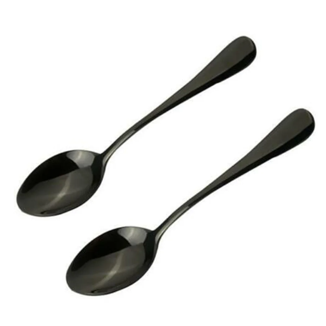 

Teaspoon Spoons Black Restaurants Tools 5pcs Teaspoons Stainless Steel