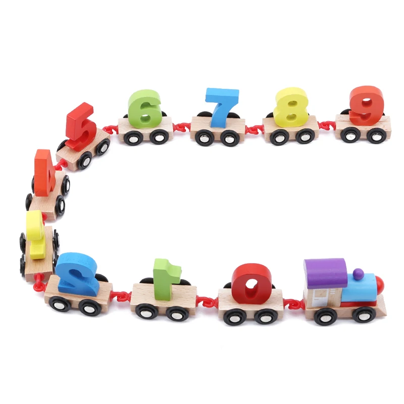 

Wooden Toy Alphabet Number Educational Children Building Block New Hot Sale Mini Digital Train Train Toys Railway Tools For Kid