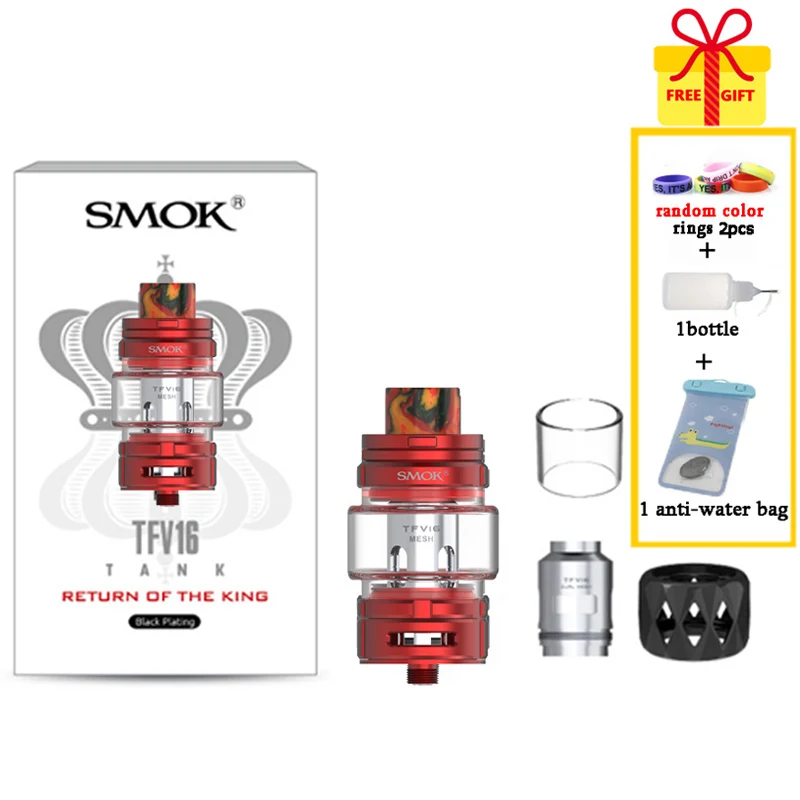 Red SMOK TFV16 бак 9 мл электронная сигарета атомайзер 510 нить TFV 16 сетка катушка испаритель VS TFV12 Prince Танк Vape - Цвет: Red