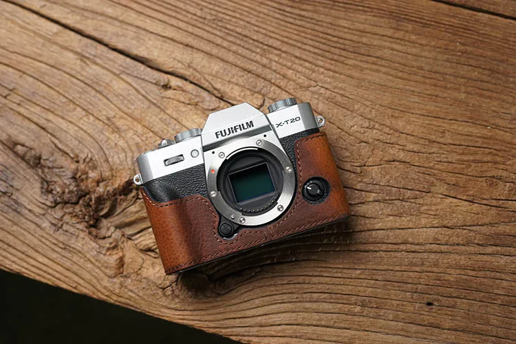 AYdgcam ручной работы из натуральной кожи чехол для камеры Fuji Fujifilm XT10 XT20 XT30 видео половина сумка Ретро Винтаж нижний чехол - Цвет: Brown SLP
