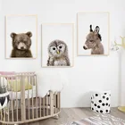 Жираф кроликСлон холст детская плакат для детской стены искусства, без рамки, с изображением лесных животных Картина Nordic Детские Украшения в спальню
