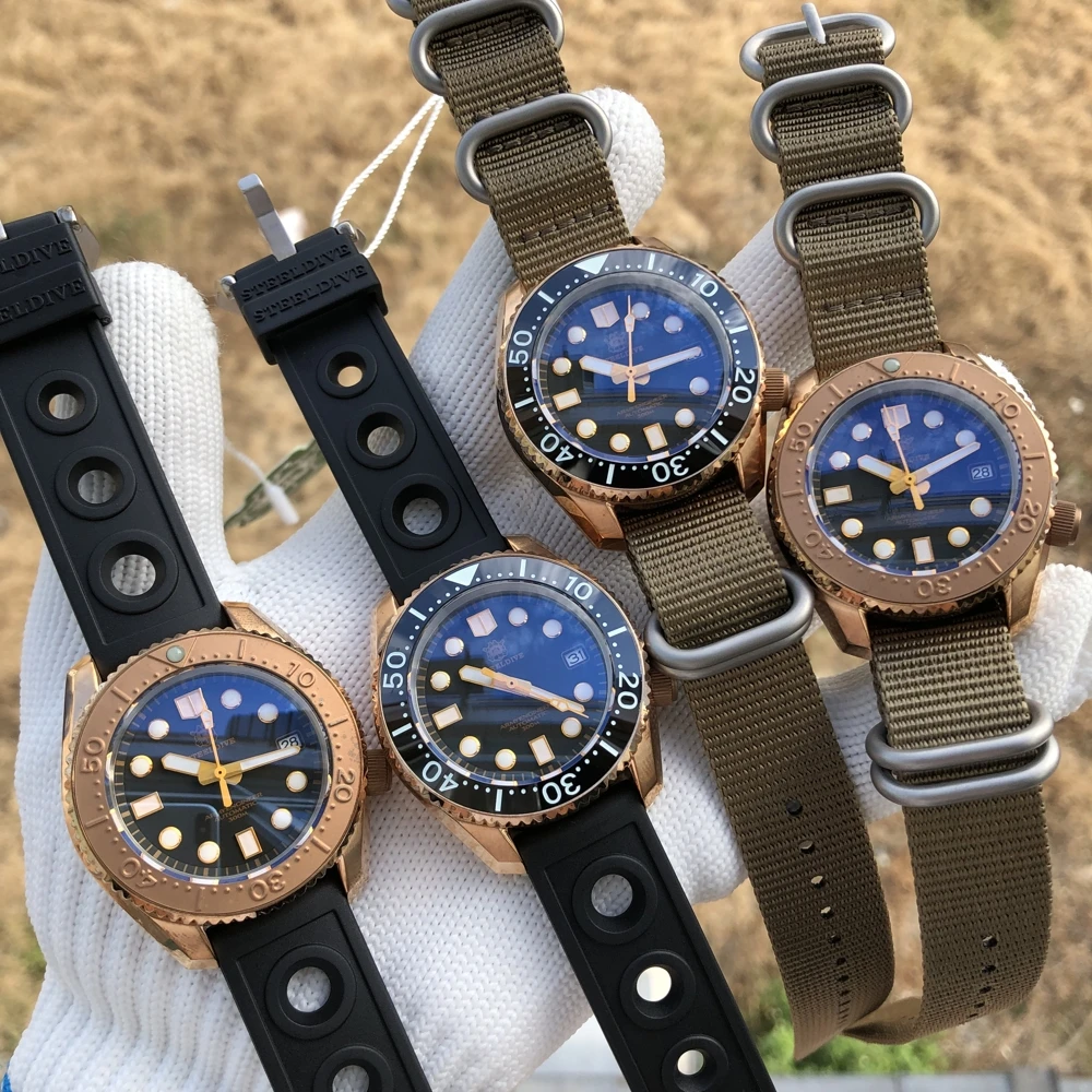 

STEELDIVE 1968S CuSn8 Bronze Automatic Watch Men NH35A Sapphire Crystal Dive Mechanical Wristwatch 300m Waterproof Ceramic Bezel