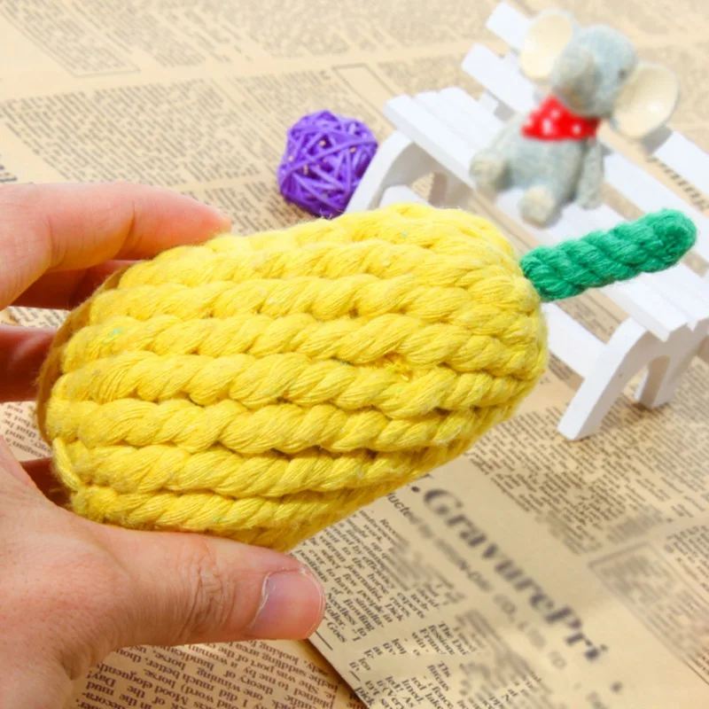 

Dog Chew Toys Yellow Pear Puppy Cotton Rope Toy Pet Teeth Cleaning Tools Chewing Biting Rope Dog Toys Durable Pet Supplies