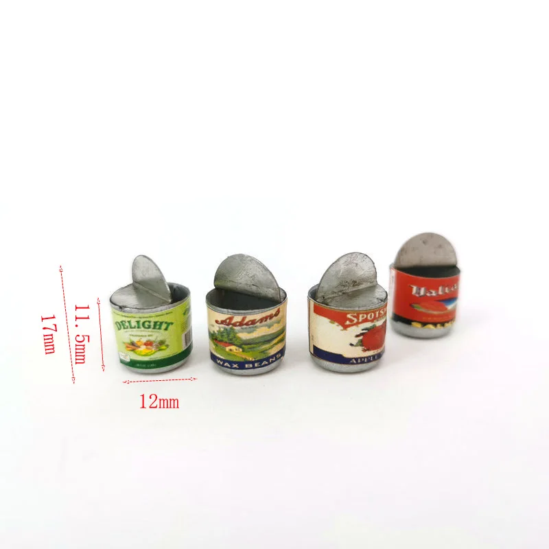 

5Pcs Mini Play Toys Miniature 3D Alloy Cans Dollhouse Kawaii Simulation Fake Food DIY Scrapbooking Jewelry Making Accessories