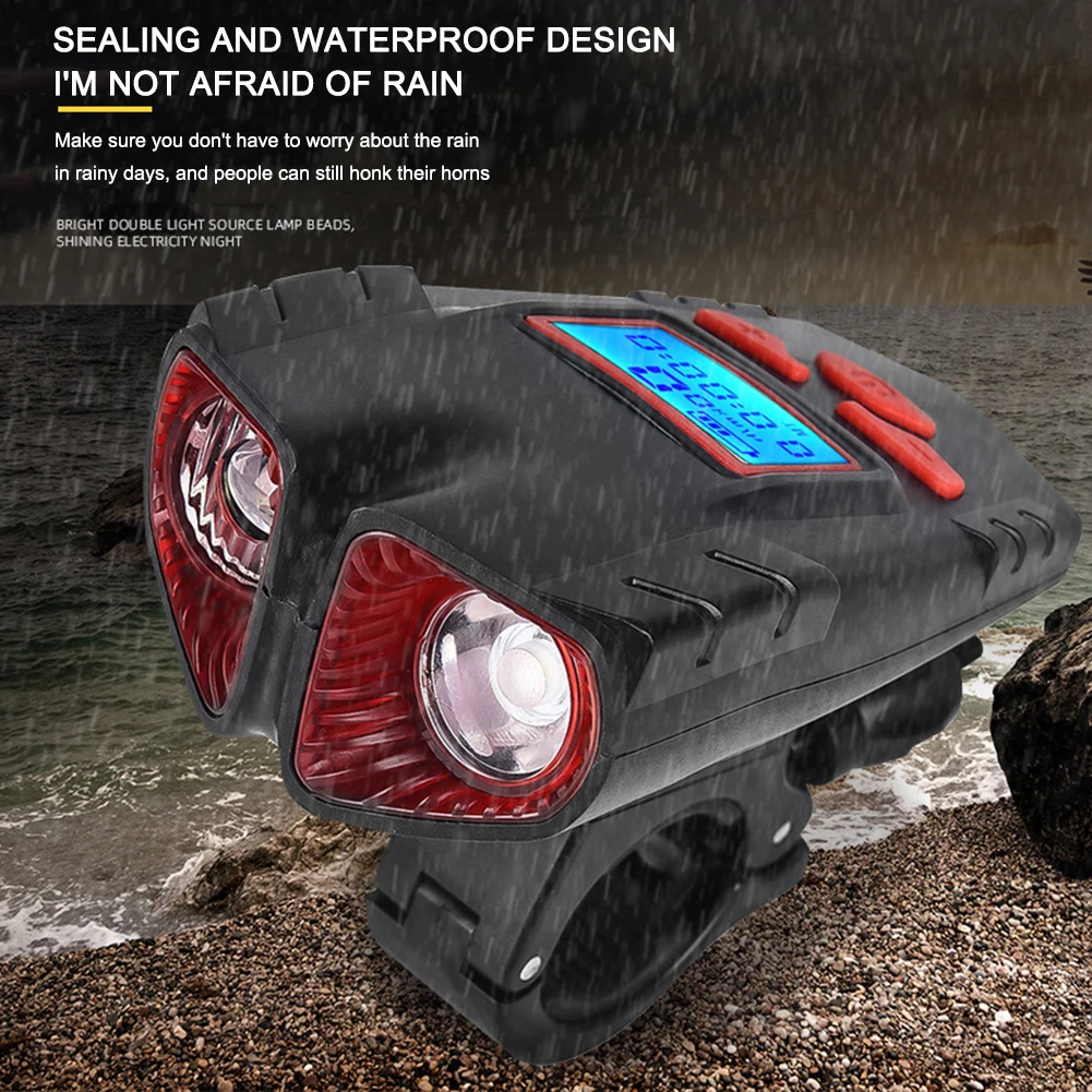 

Mountain Road Bike Light Set Bicycle Rear Front Lights Lamp with Horn Cycling USB Rechargeable Headlight Taillight Night Ridding